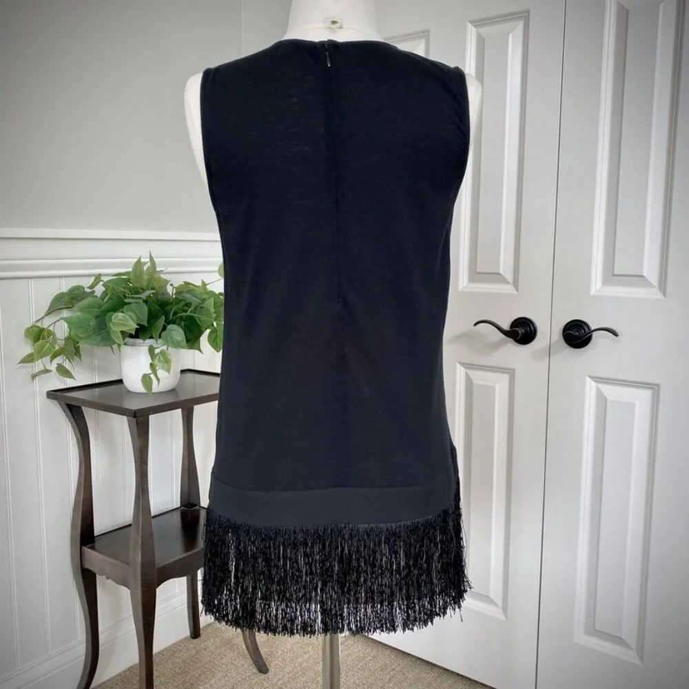 J. Crew Fringed Tank Top in Black, XS